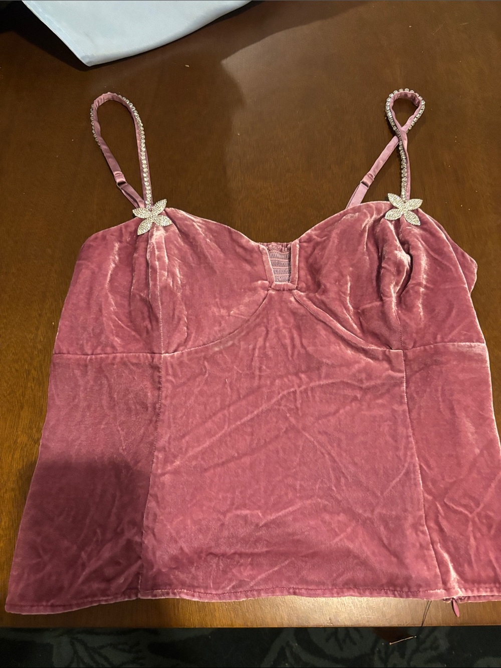 Reformation NWT Velvet Rose Pink Cami Top with Decorative Straps